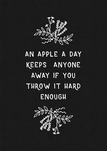 Humorous photo art featuring an apple and a witty quote.