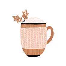 Photo art by Orara Studio: Mug with hot chocolate against a winter backdrop.