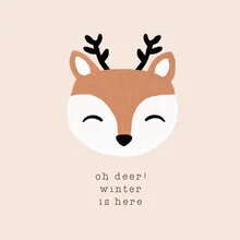 Cute deer in a winter setting, cheerful mood, photo art by Orara Studio