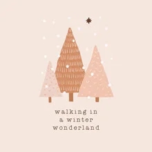 Photo art depicting a winter landscape: trees in soft, snow-covered shapes