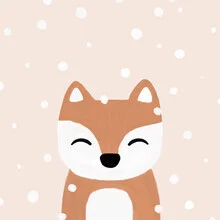 Charming fox in the snow, surrounded by gentle snowflakes