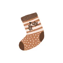 Charming photo art: a knitted Christmas stocking with colorful dots.