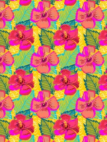 Photo art by Uma Gokhale: vibrant flowers with a harmonious floral pattern