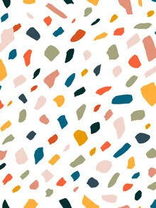 Feminine photo art featuring a pastel terrazzo pattern in a gentle arrangement.