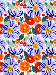 Wall art featuring floral patterns, depicting a vibrant garden in spring
