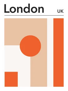 Wall art featuring stylized London: vibrant colors and modern shapes