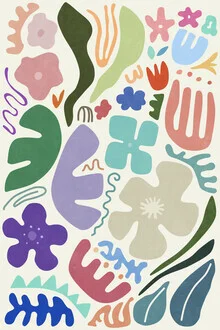 Colorful photo art featuring floral shapes and a playful arrangement.