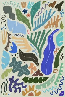 Photo art featuring colorful shapes and plant motifs, creating a cheerful mood.