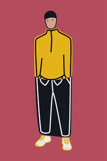 Illustration von Amini 54: stilvoller Mann mit Händen in den Taschen