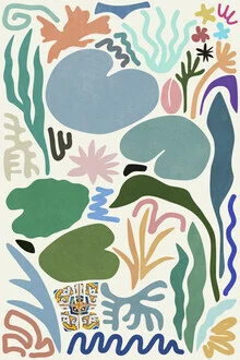 Illustration von Amini 54: stilvoller und fröhlicher Lilien-Teich im Retro-Stil