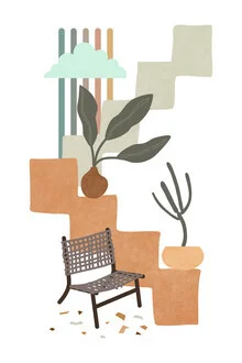 Illustration von Amini 54: tropische Villa mit botanischen Elementen