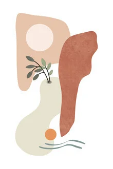 Wall art by Amini 54: Tropical plants in soft colors and organic shapes.
