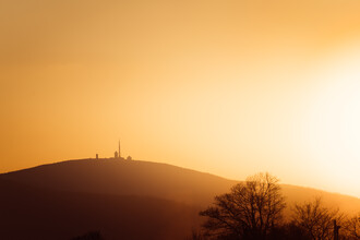 Oliver Henze, Silhouette of the local mountain Brocken at sunset (Germany, Europe)