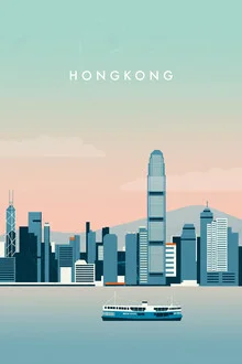 Wall art by Katinka Reinke: colorful depiction of Hong Kong's skyline