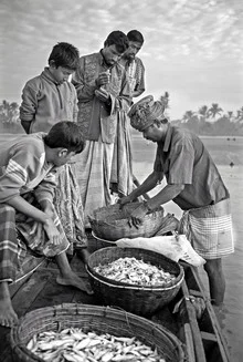 Photo art by Jakob Berr: Merchant buying fresh fish in Kuakata, Bangladesh.