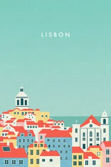 Wall art by Katinka Reinke: stylized depiction of the city of Lisbon