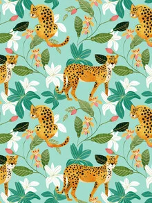 Illustration by Uma Gokhale: playful cheetah patterns in the jungle