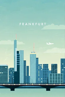 Wall art by Katinka Reinke: stylized illustration of Frankfurt skyline