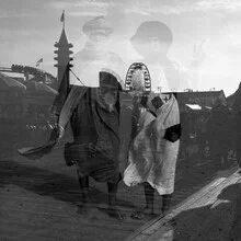 Black and white photo art by Tas Careaga: reflection in the Sahara