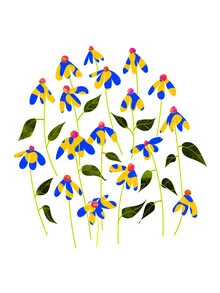 Wall art by Uma Gokhale: delicate watercolor flowers in soft colors