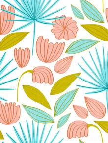 Wall art featuring a floral pattern in soft pastel colors