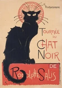 Wall art featuring a charming black cat sitting in a nostalgic bistro.