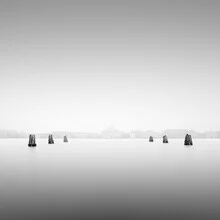 Black-and-white photo art by Ronny Behnert: Venice skyline in fog