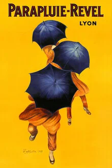 Illustration by Leonetto Cappiello: colorful umbrella in a nostalgic style