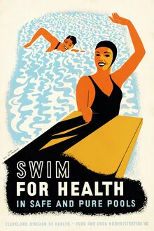 Illustration by Vintage Collection: swimmer in a clear, inviting pool