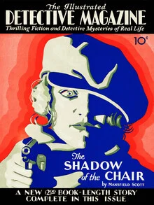 Illustration of a classic detective magazine in a retro style with warm colors.