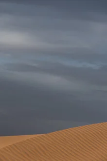 Fotokunst von Photolovers: bewölkter Himmel über der Wüste mit sanften Erdtönen.