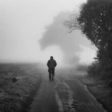 Photo art by Robert Kuavi: gloomy morning with fog over a serene landscape