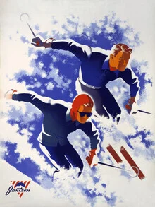 Illustration by Vintage Collection: classic skiing on a picturesque slope