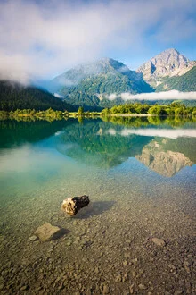 Photo art by Martin Wasilewski: calm summer morning at Lake Heiterwang in Tyrol.