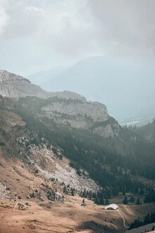 Photo art by Eva Stadler: serene pasture in the Swiss Alps during autumn