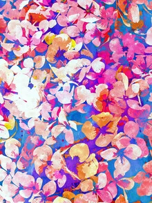 Wall art featuring colorful flowers in watercolor style, conveying a cheerful summer mood.