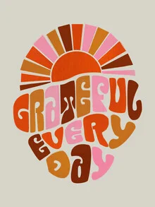Illustration in 70s hippie style with a positive message