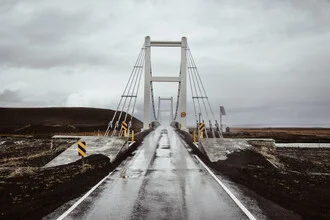 Photo art by Roman Becker: street view with a bridge in a rural Icelandic landscape