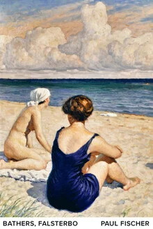 Wandbild von Paul Fischer: Menschen am Strand von Falsterbo, entspannte Stimmung.