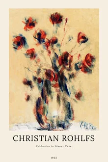 Illustration by Christian Rohlfs: field poppies in a blue vase, gentle colors