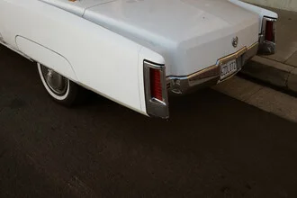 Photo art by Roman Becker: classic car parked on a sunny sidewalk in California