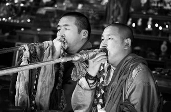 Photo art by Victoria Knobloch: Monks at Ghandan Monastery in Ulaanbaatar, Mongolia.