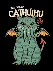 Illustration von Vincent Trinidad Art: Retro-Katze mit Kraken-Thema