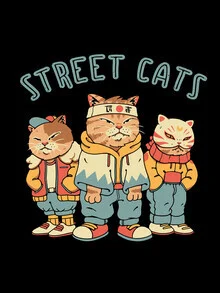 Wall art by Vincent Trinidad Art: playful illustration of street cats