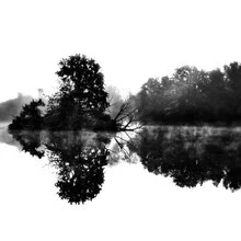 Photo art by Robert Kuavi: melancholic autumn scene by a pond