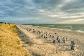 Photo art by Michael Valjak: calm beach with beach chairs in evening light