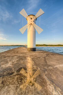 Photo art by Michael Valjak: Mill beacon in Swinoujscie, calm coastal landscape
