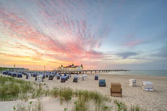 Charming Ahlbeck pier on Usedom in the evening light with a calm atmosphere