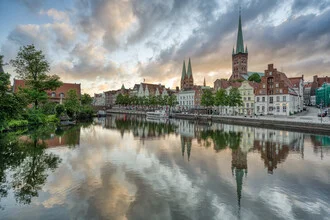 Photo art by Michael Valjak: morning mood in Lübeck with clouds and reflections