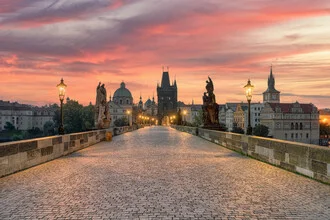 Photo art by Michael Valjak: Charles Bridge in Prague at early morning light